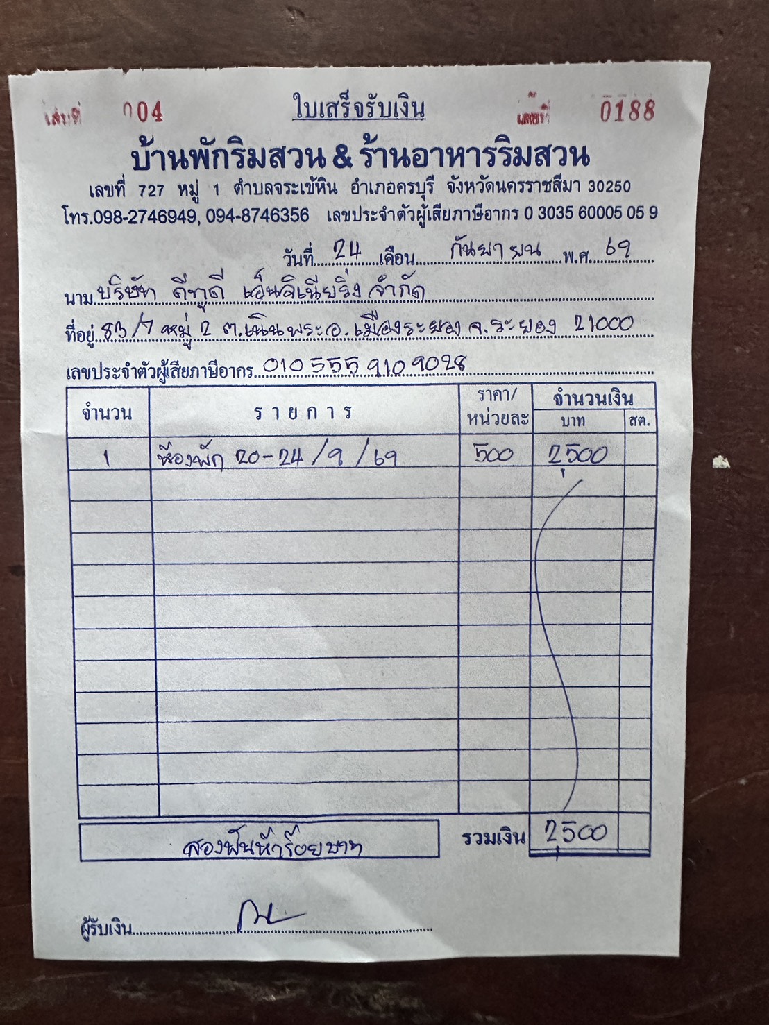 ใบกำกับภาษี / ใบเสร็จรับเงิน ของ S-26-128